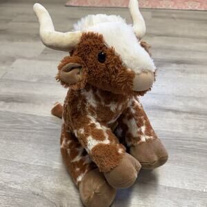 RARE Build-A-Bear Workshop Texas Brown White Longhorn Cow Stuffed Plush